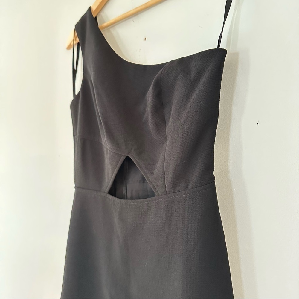 BCBG MAXAZRIA Kauri Gown Black One Shoulder Cutout Maxi Dress w/ Slit Size 2 - Picture 9 of 11